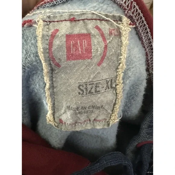 Vintage Gap x RED Hoodie Large Navy Distressed LS Fleece Lined Street Grunge Y2K - Picture 10 of 16